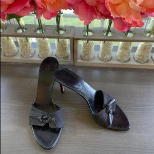GUCCI Black Canvas Classic Logo Slide Heel VINTAGE – RARE!